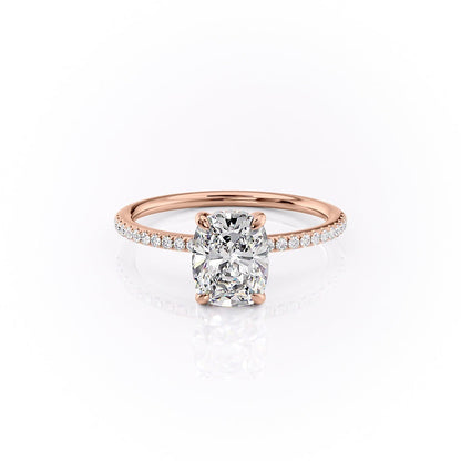 2 CT Elongated Cushion Pave Lab Grown Diamond Engagement Ring
