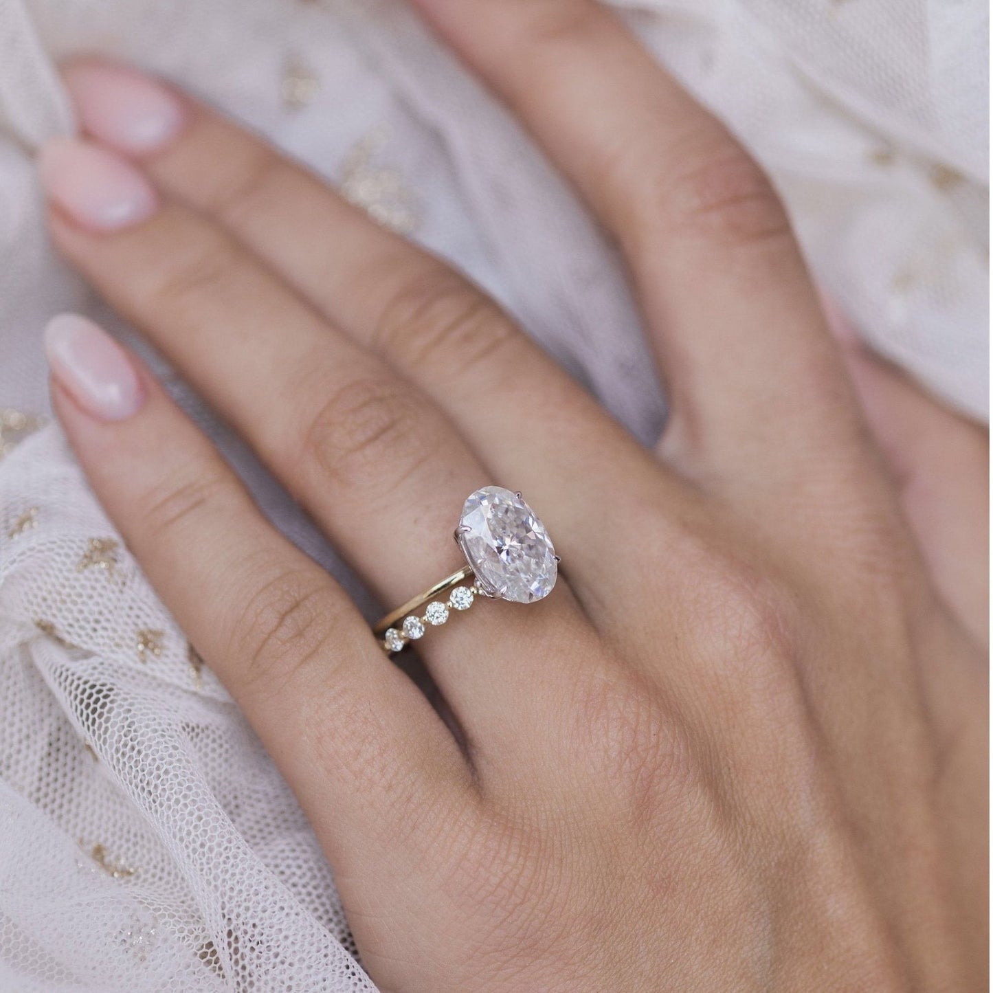 4 CT Oval Solitaire Lab Grown Diamond Engagement Ring