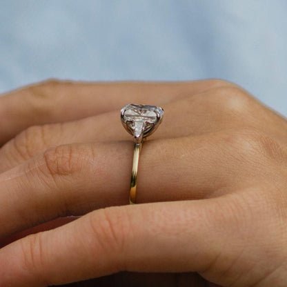 3.15 CT Cushion Three Stone Lab Grown Diamond Engagement Ring