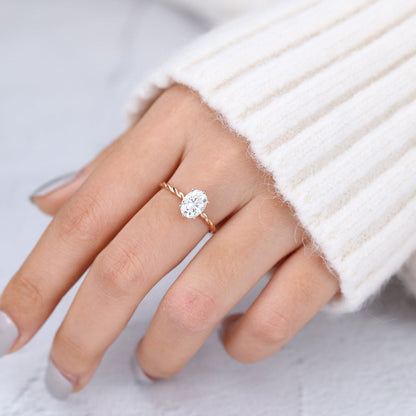 1.33 CT Oval Solitaire Twisted Shank Lab-Grown Diamond Engagement Ring