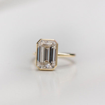 4.9 CT Emerald Solitaire Lab Grown Diamond Engagement Ring