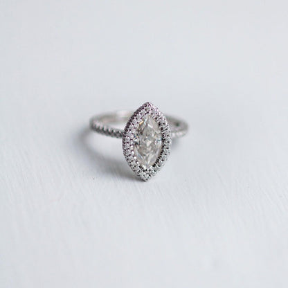1.8 CT Marquise Halo & Pave Lab Grown Diamond Engagement Ring