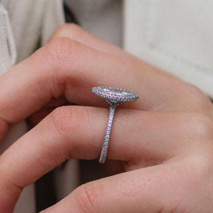 2 CT Marquise Halo & Pave Lab Grown Diamond Engagement Ring