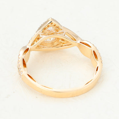 0.43 CT Pear Halo & Criss-Cross Pave Moissanite Engagement Ring