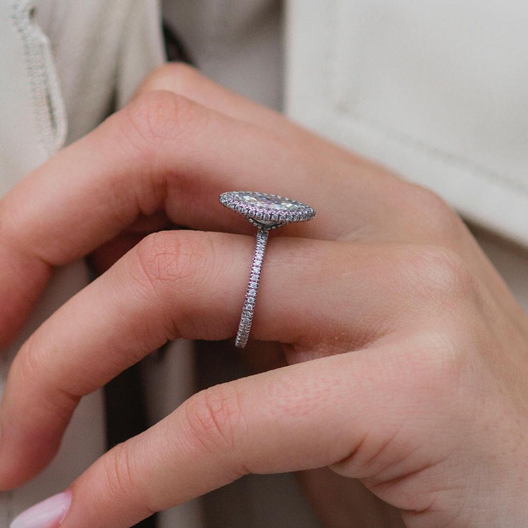 1.8 CT Marquise Halo & Pave Lab Grown Diamond Engagement Ring