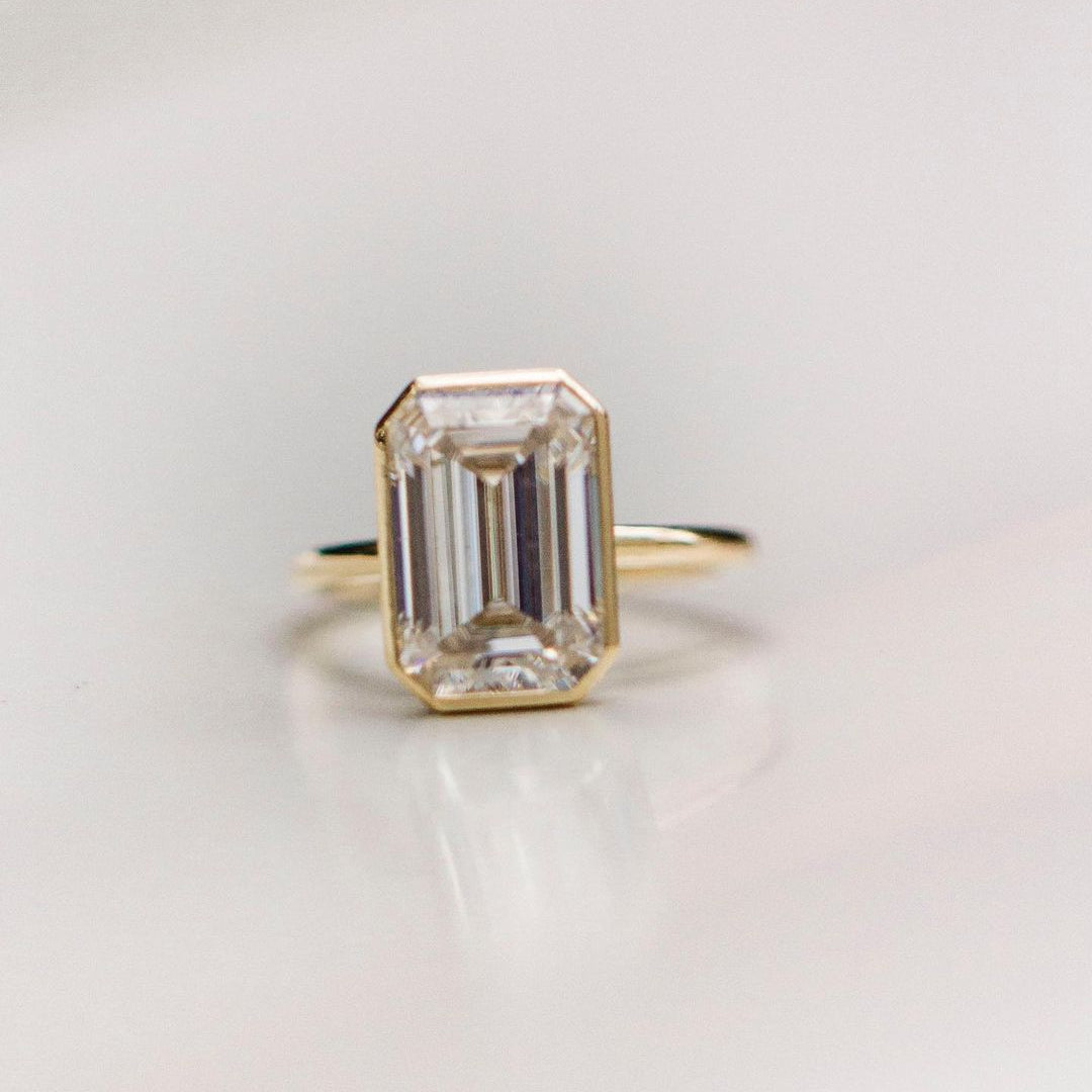 4.9 CT Emerald Solitaire Lab Grown Diamond Engagement Ring