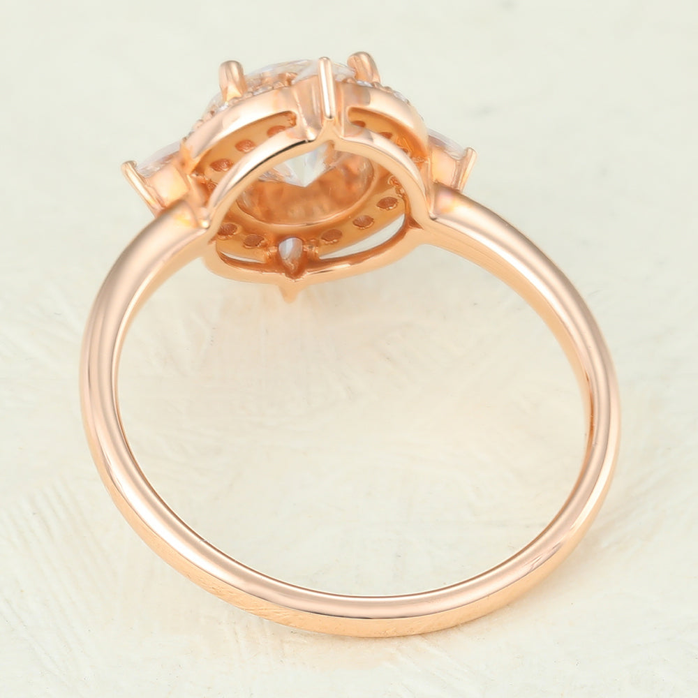 0.88 CT Round Cluster Moissanite Engagement Ring