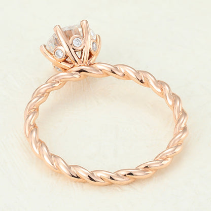 0.88 CT Round Twisted Shank Lab-Grown Diamond Engagement Ring