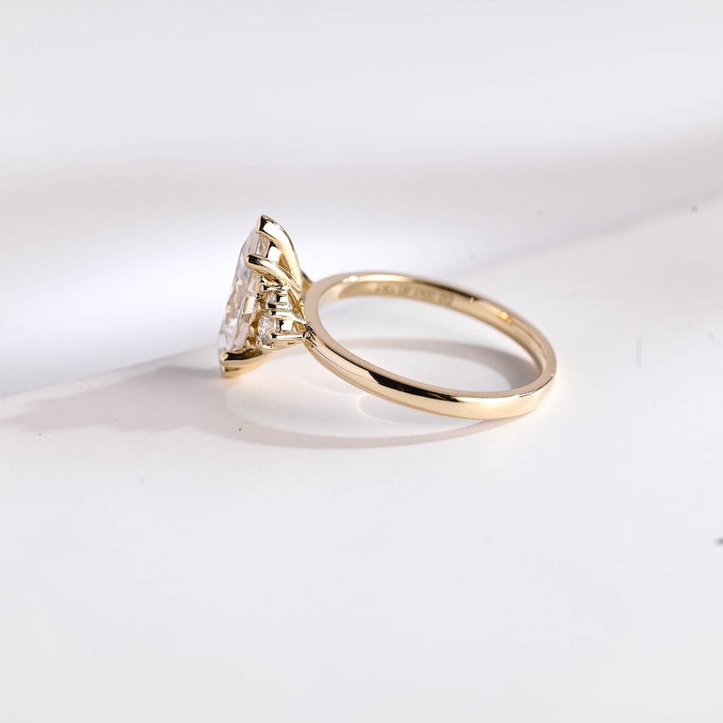 Stunning 1.0 - 2.0 CT Marquise Moissanite Engagement Ring with Cluster Design 10