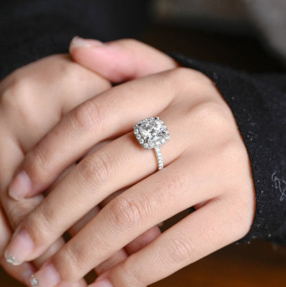 Stunning 1.0 - 2.0 CT Cushion Moissanite Engagement Ring With Pave & Halo Design 4