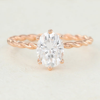 1.33 CT Oval Solitaire Twisted Shank Lab-Grown Diamond Engagement Ring