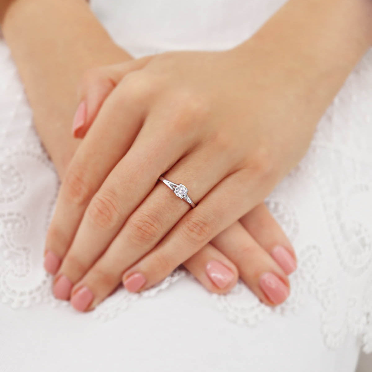 0.5 CT Round Solitaire Lab Grown Diamond Engagement Ring