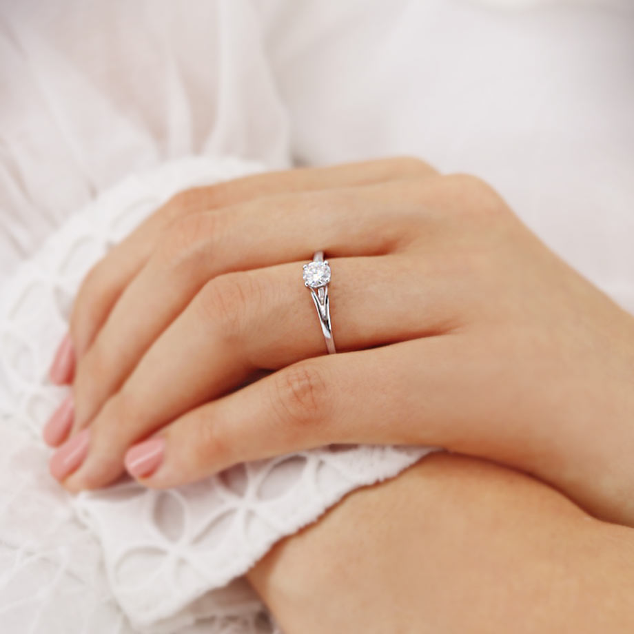 0.5 CT Round Solitaire Lab Grown Diamond Engagement Ring
