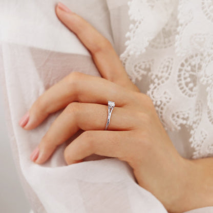 0.5 CT Round Solitaire Lab Grown Diamond Engagement Ring