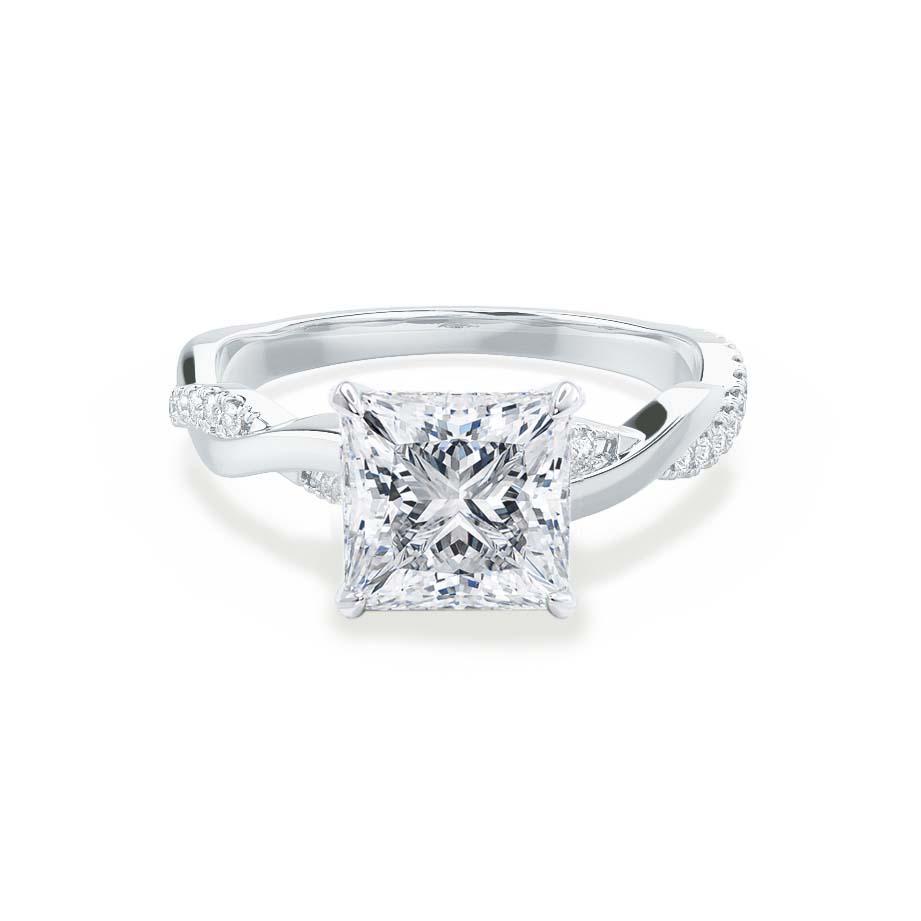 1.92 CT Princess Twisted Pave Lab Grown Diamond Engagement Ring