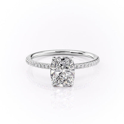 2 CT Elongated Cushion Pave Lab Grown Diamond Engagement Ring