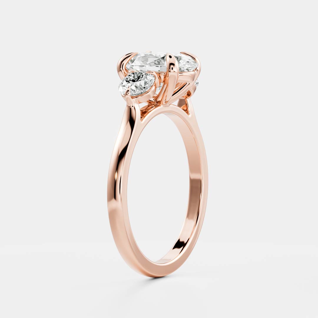 2.5 CT Oval Three Stone Moissanite Engagement Ring