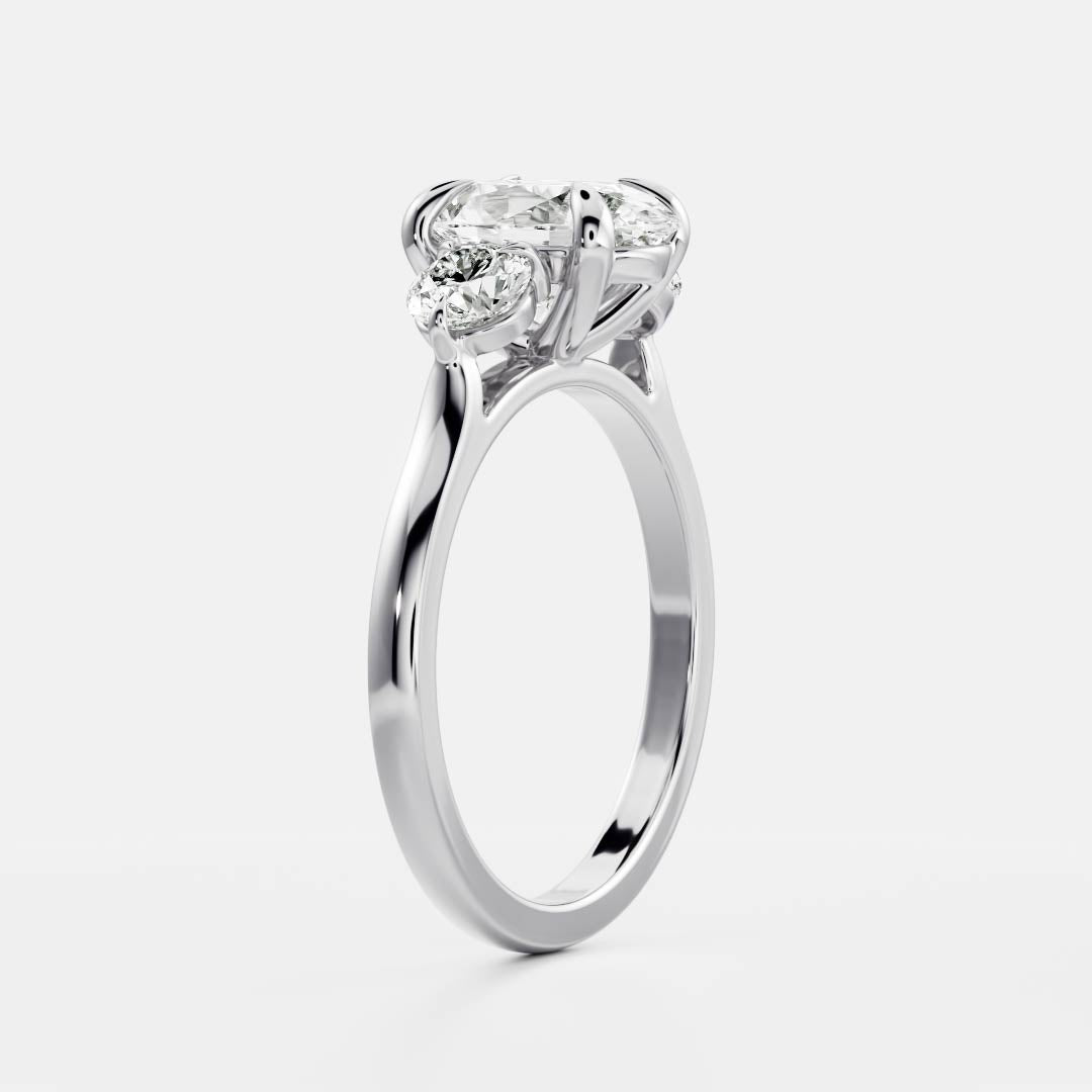 2.5 CT Oval Three Stone Moissanite Engagement Ring