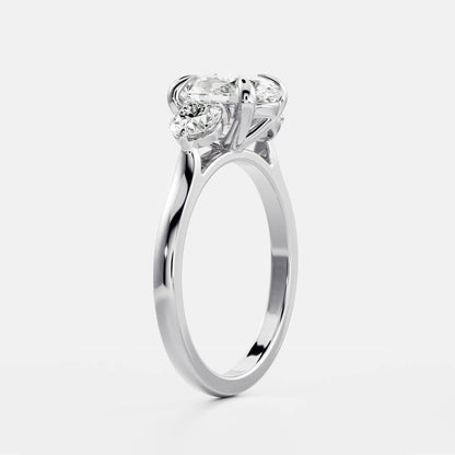 2.5 CT Oval Three Stone Moissanite Engagement Ring