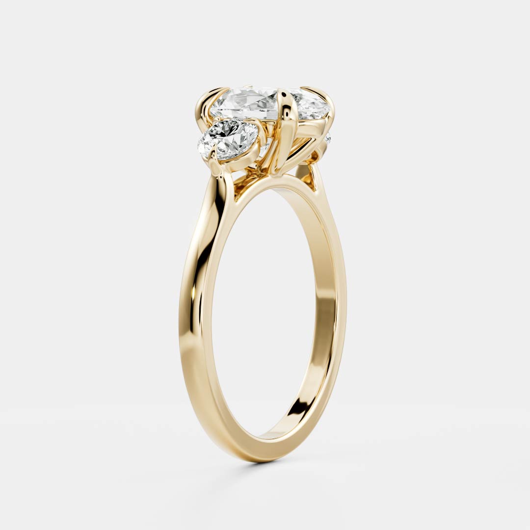 2.5 CT Oval Three Stone Moissanite Engagement Ring