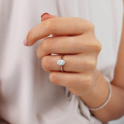 1.5 CT Oval Solitaire Lab Grown Diamond Engagement Ring
