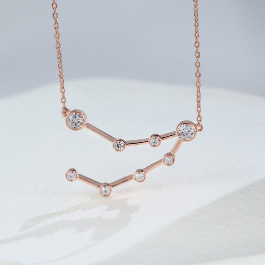 0.75 TCW Round Moissanite Capricon-Zodiac Sign Necklace