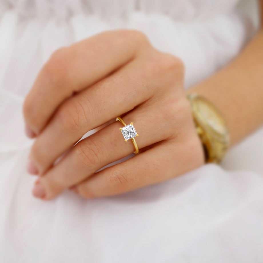 1.2 CT Princess Solitaire Lab Grown Diamond Engagement Ring