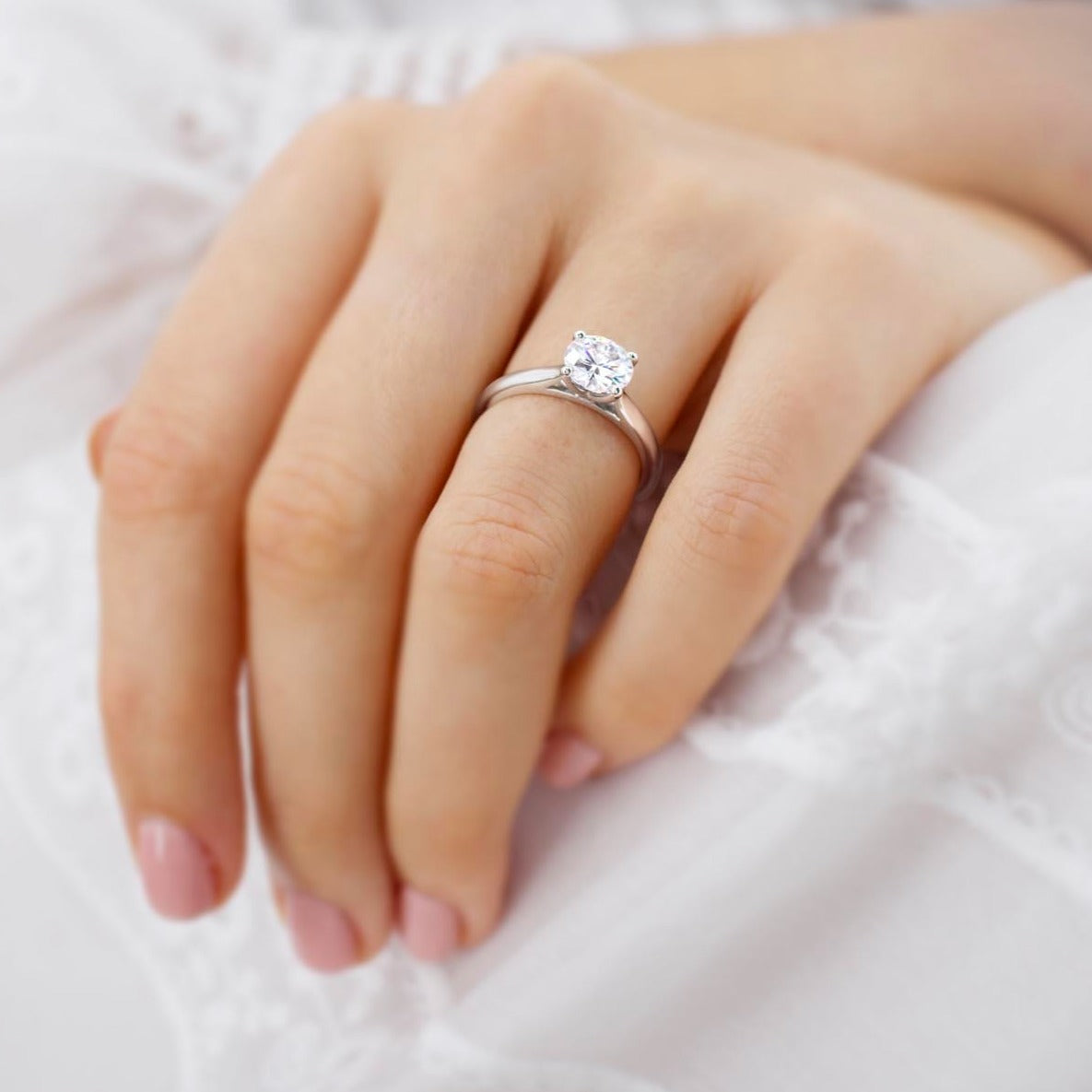 1.2 CT Round Solitaire Lab Grown Diamond Engagement Ring