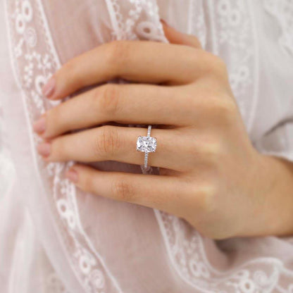 2.3 CT Elongated Cushion Pave Lab Grown Diamond Engagement Ring
