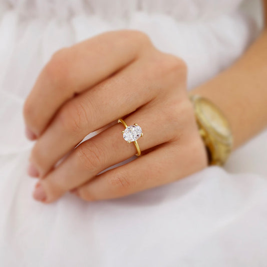 2.1 CT Oval Solitaire Lab Grown Diamond Engagement Ring