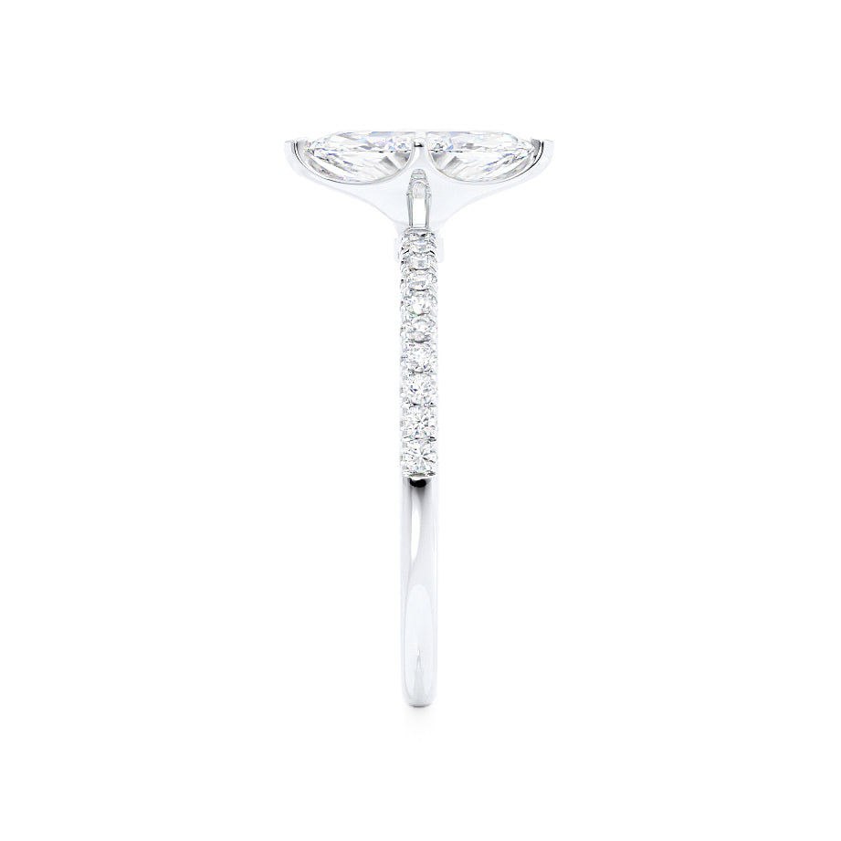 1 CT Marquise Pave Lab Grown Diamond Engagement Ring