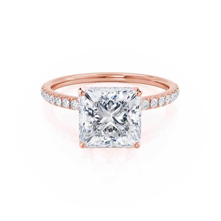 1.5 CT Princess Pave Lab Grown Diamond Engagement Ring
