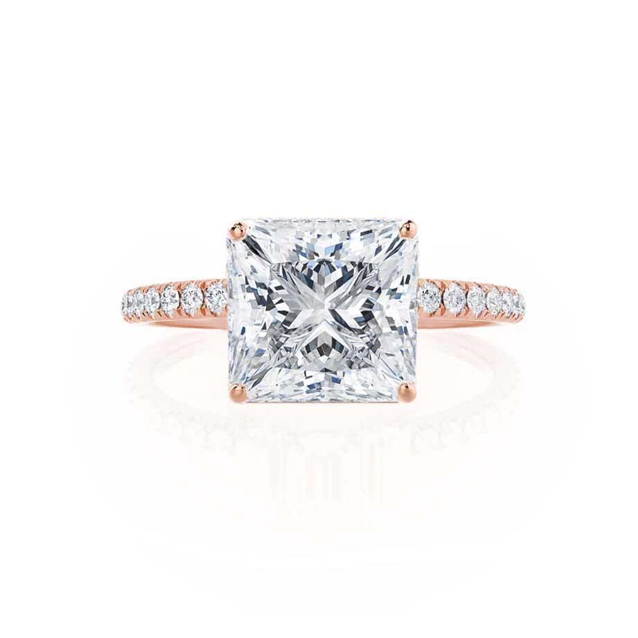 1.5 CT Princess Pave Lab Grown Diamond Engagement Ring