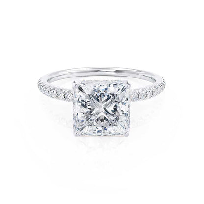 1.5 CT Princess Pave Lab Grown Diamond Engagement Ring