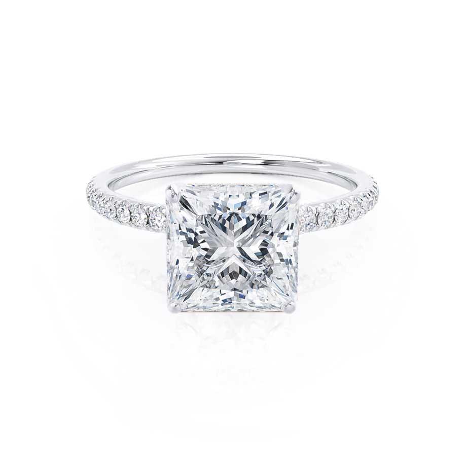1 CT Princess Pave Lab Grown Diamond Engagement Ring