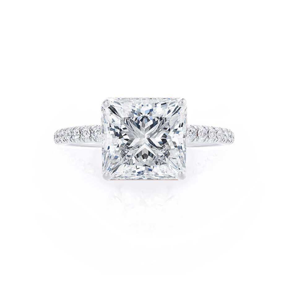 1.5 CT Princess Pave Lab Grown Diamond Engagement Ring