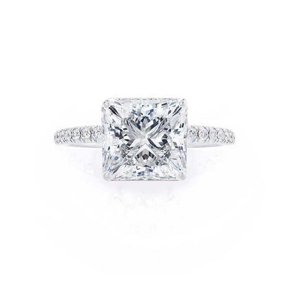 1 CT Princess Pave Lab Grown Diamond Engagement Ring