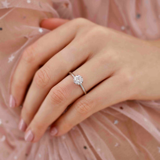 1 CT Round Solitaire Lab Grown Diamond Engagement Ring