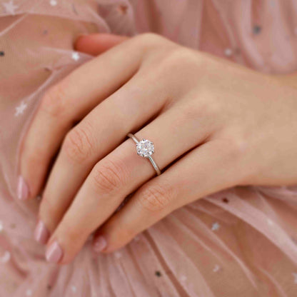1.5 CT Round Solitaire Lab Grown Diamond Engagement Ring