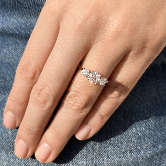 0.60 CT Round Three Stone Moissanite Engagement Ring