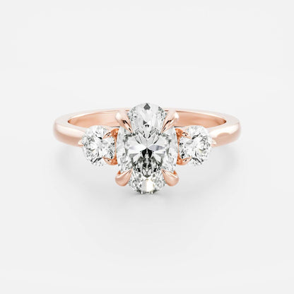 2.5 CT Oval Three Stone Moissanite Engagement Ring