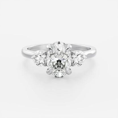 2.5 CT Oval Three Stone Moissanite Engagement Ring
