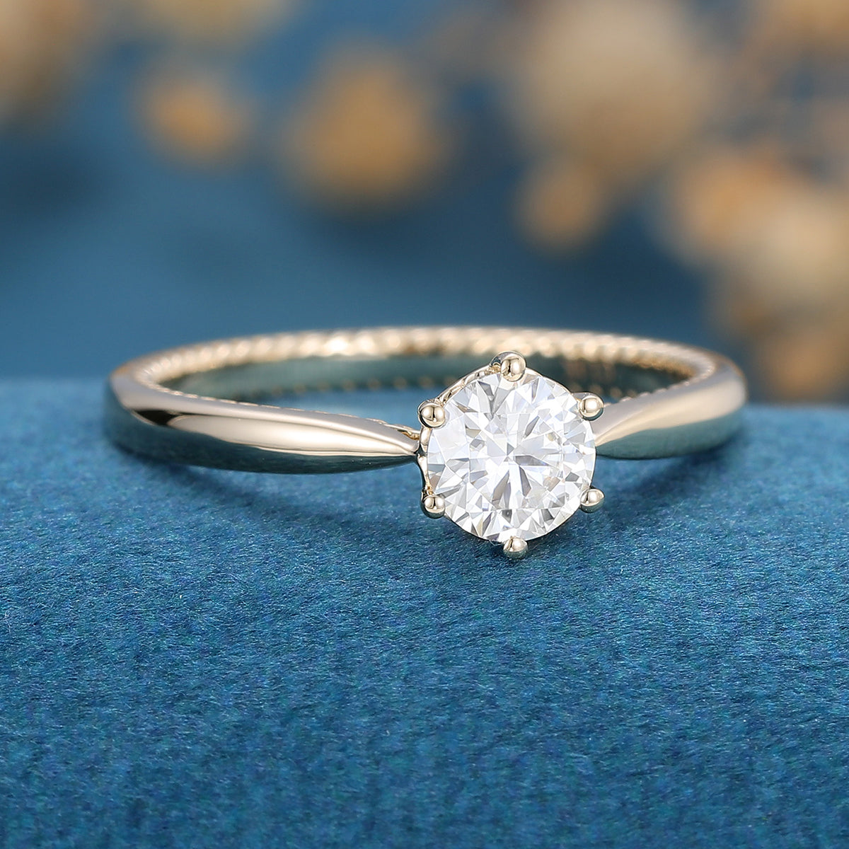0.41 CT Round Solitaire Lab Grown Diamond Engagement Ring