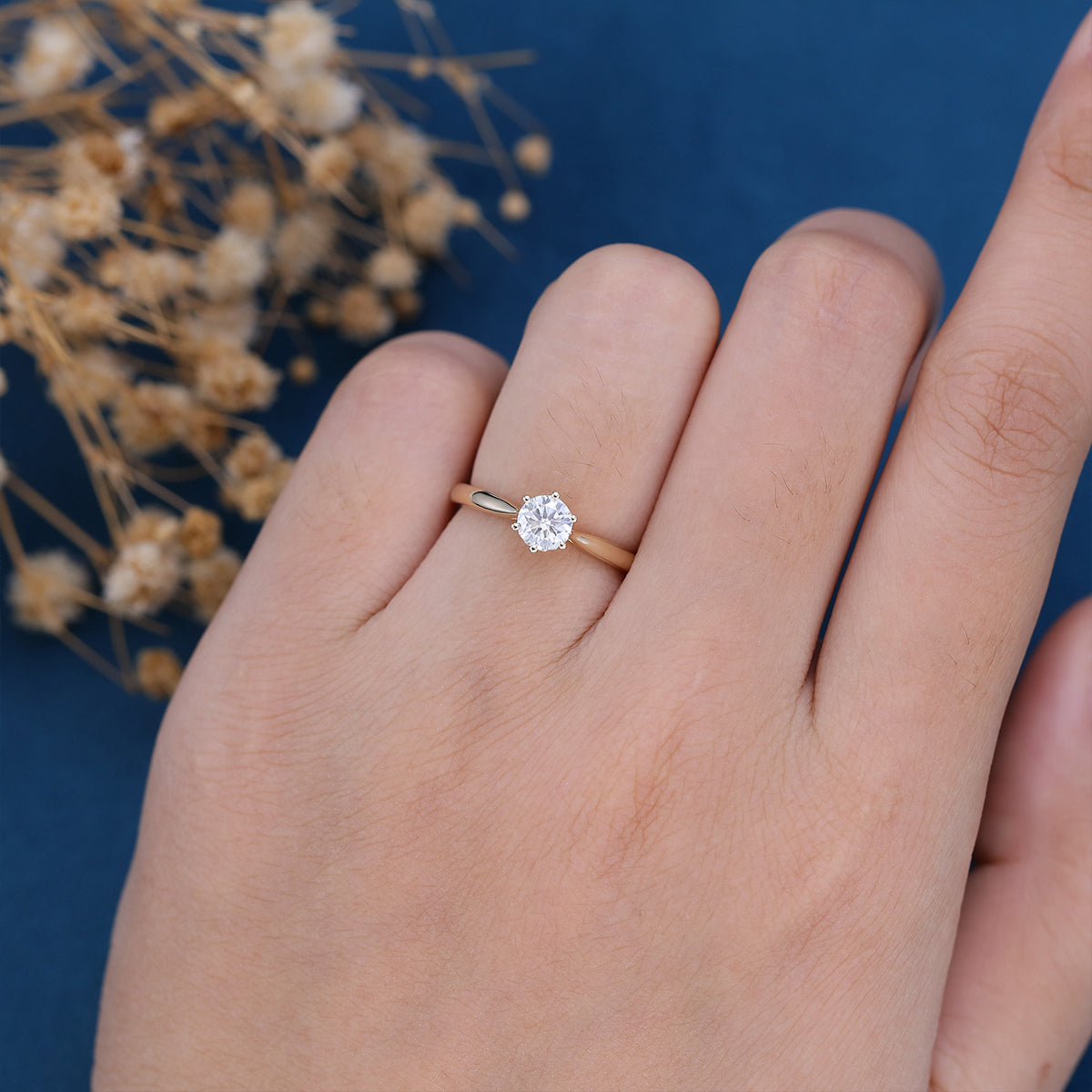 0.41 CT Round Solitaire Lab Grown Diamond Engagement Ring