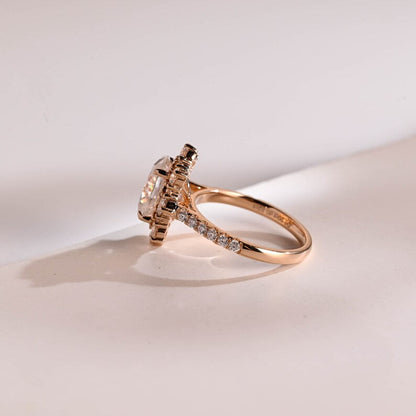Stunning 1.0 - 2.0 CT Oval Moissanite Engagement Ring with Pave & Halo Design 9