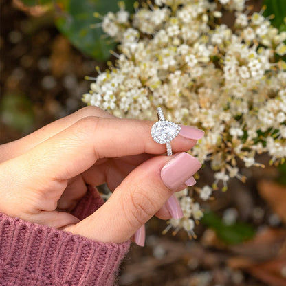 1.33 CT Pear Halo & Pave Moissanite Engagement Ring