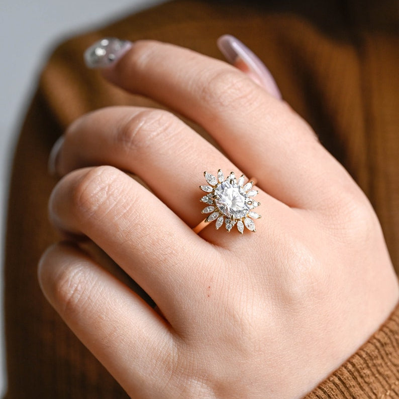Stunning 1.0 - 2.0 CT Oval Moissanite Engagement Ring with Halo Design 6