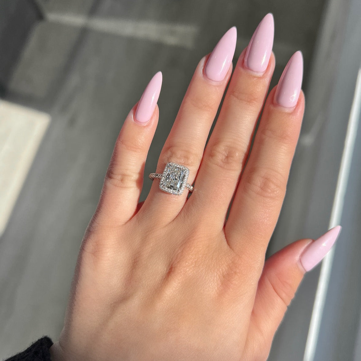 2 CT Radiant Halo & Pave Moissanite Engagement Ring
