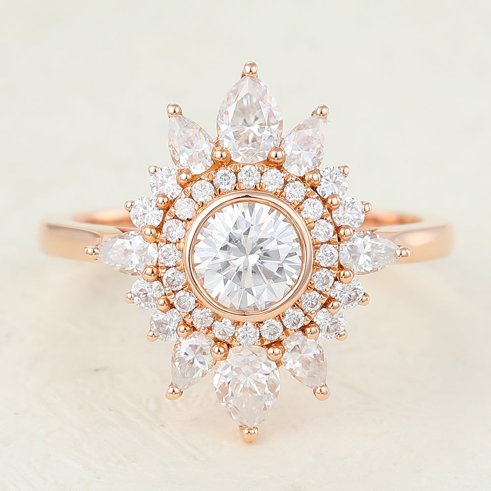 0.41 CT Round Cluster Moissanite Engagement Ring