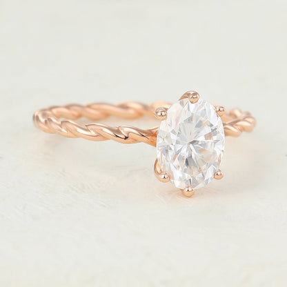 1.33 CT Oval Solitaire Twisted Shank Lab-Grown Diamond Engagement Ring